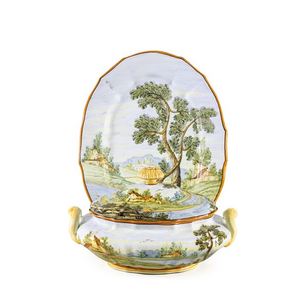 Zuppiera in ceramica Castelli con presentoire