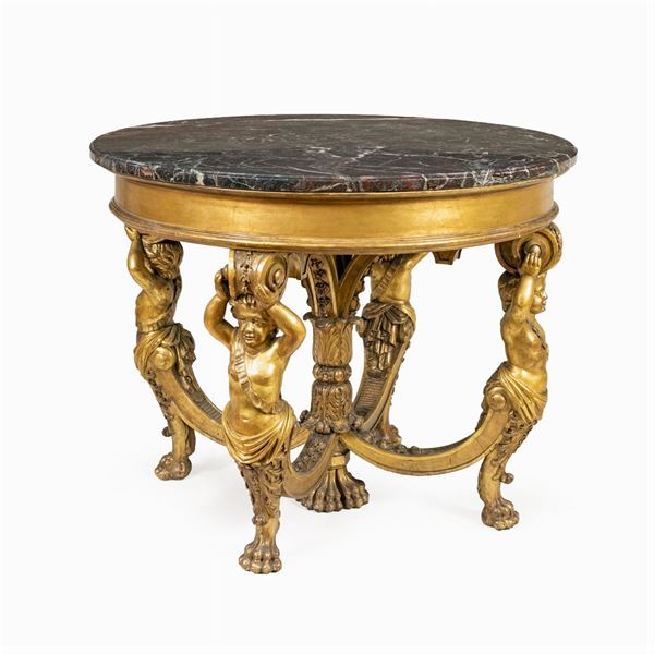 D.P. Lepautre, gilded wood centerpiece table  (France, 19th century)  - Auction Old Master Paintings, Furniture, Sculpture and Works of Art - Colasanti Casa d'Aste