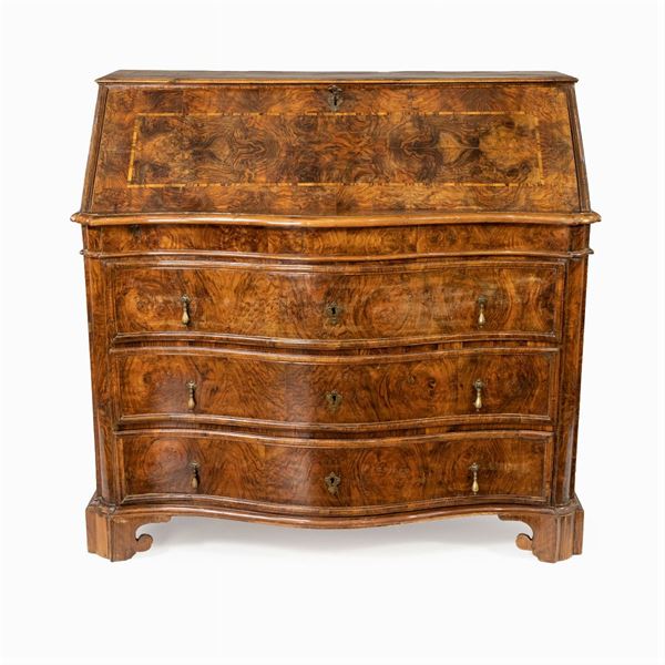 Walnut flap chest of drawers