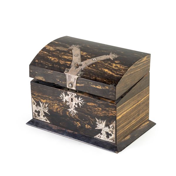 Cofanetto portalettere in legno e argento