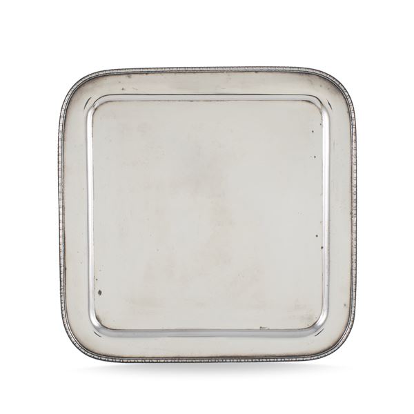 Silvered metal tray