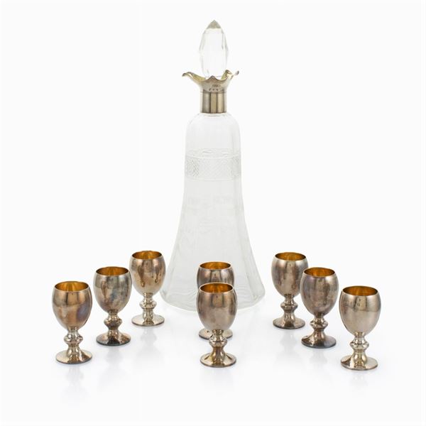 Silver and glass liqueur service (9)