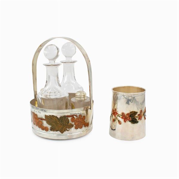 Group of silver and crystal objects (2)