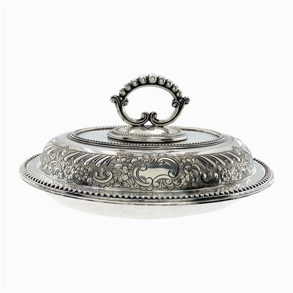 silvered metal vegetale dish
