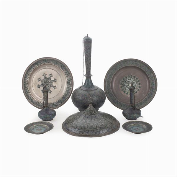 Group of  silver and enamel objects (8)