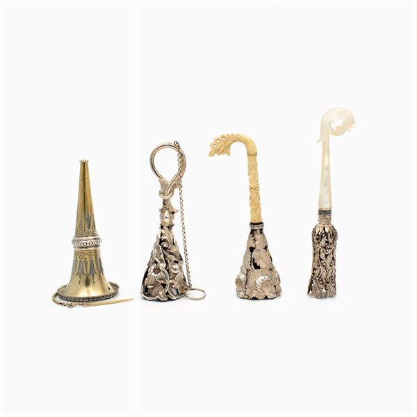 Group of silver bouquet holders