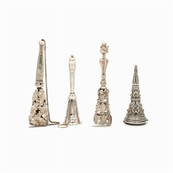 Group of silver bouquet holders
