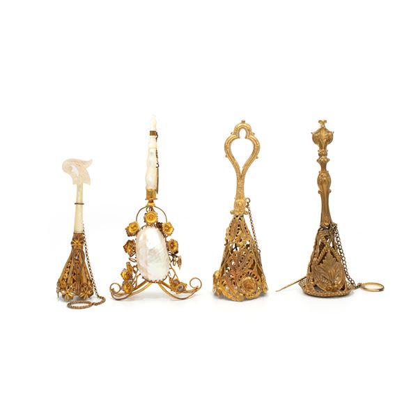 Golden metal bouquet holder group (4)  (19th-20th century)  - Auction Fine Silver and the Art of the Table - Colasanti Casa d'Aste