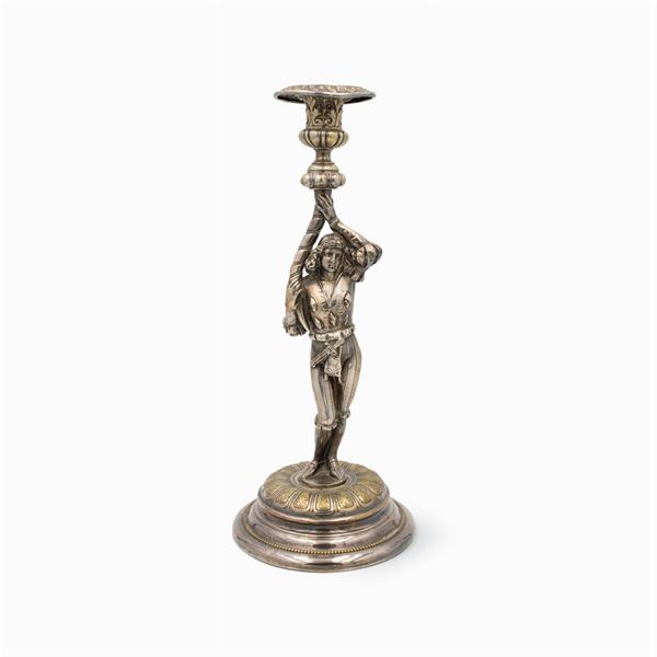 Silver metal candlestick