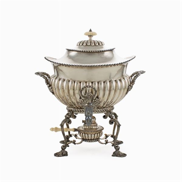 Silver tea kettle