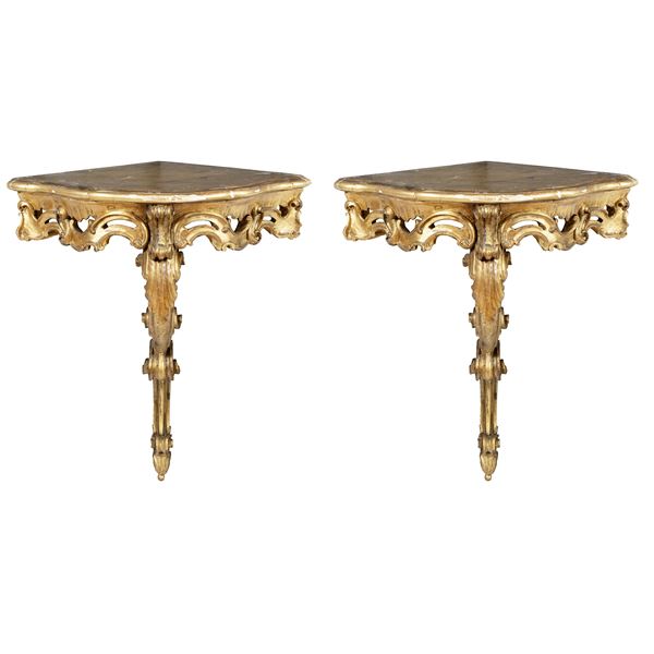 Pair of giltwood corner cabinets
