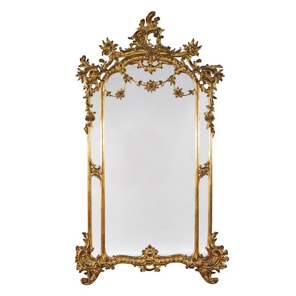 Gilded and carved wood mirror