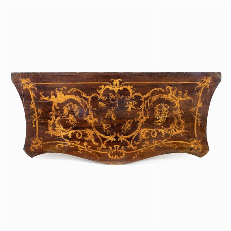 Piano di Commode in Legno Intarsiato