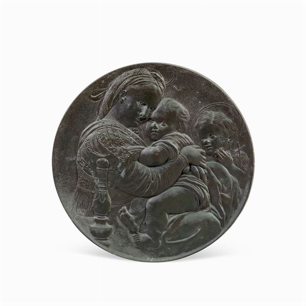 Placca circolare in bronzo brunito