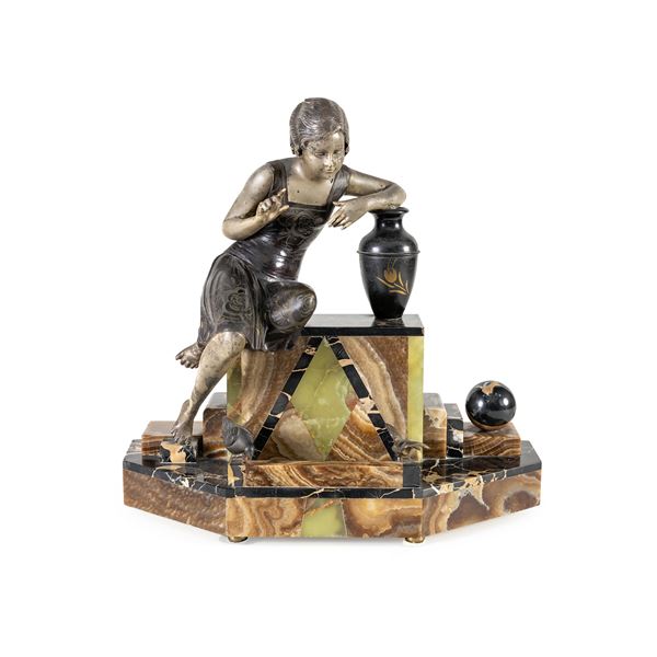 Art Deco style electrified sculpture  (France, 20th century)  - Auction Old Master Paintings, Furniture, Sculpture and Works of Art - Colasanti Casa d'Aste