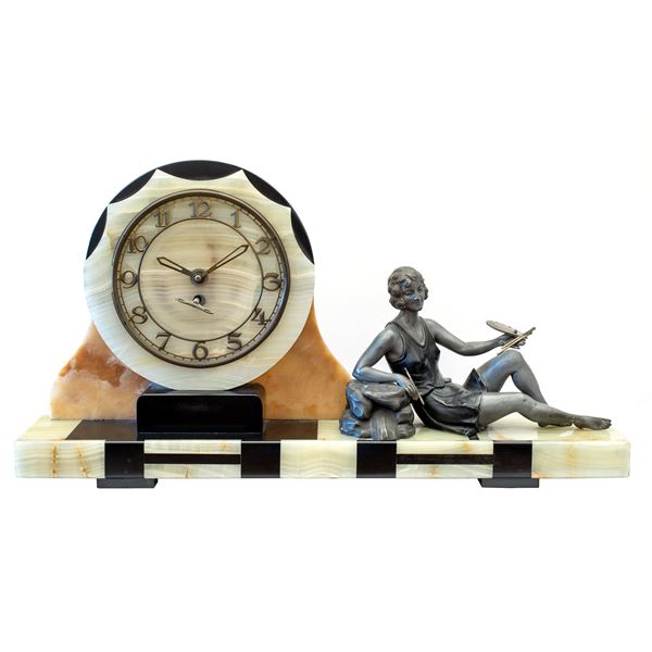 Orologio da tavolo in stile Art Decò  (Francia, XX Sec.)  - Asta Asta a Tempo Web Only - Colasanti Casa d'Aste