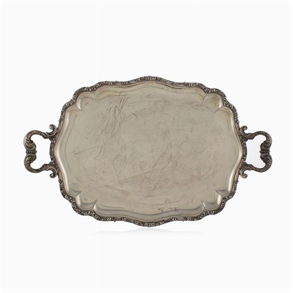 Silver tray with two handles
