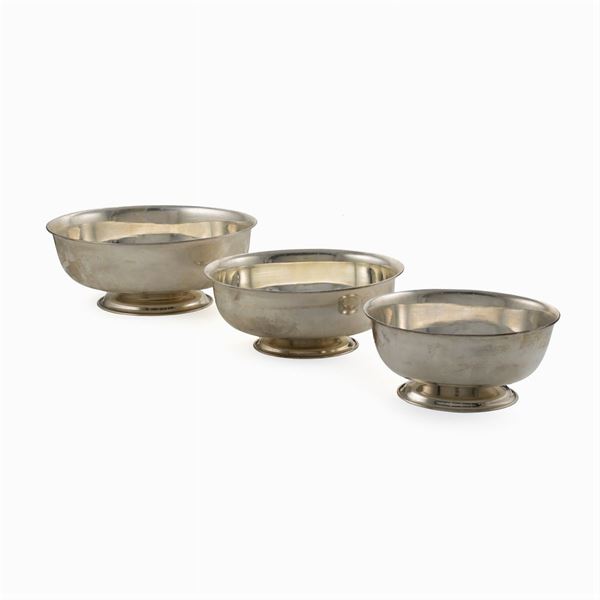 Set of three silver centerpieces
