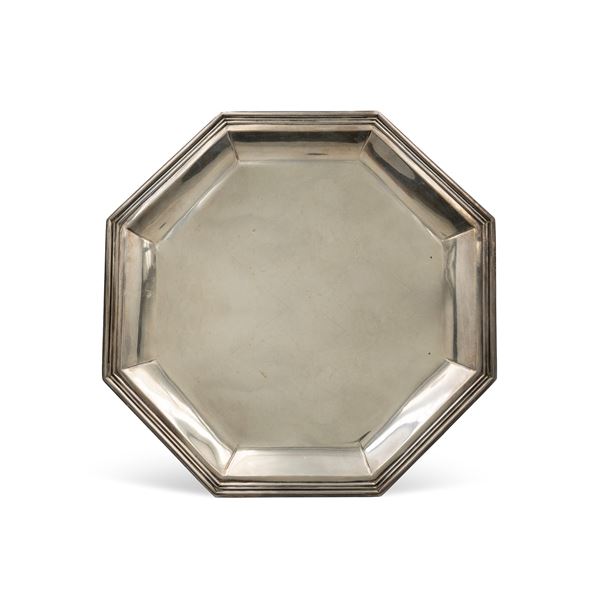 Octagonal silver tray