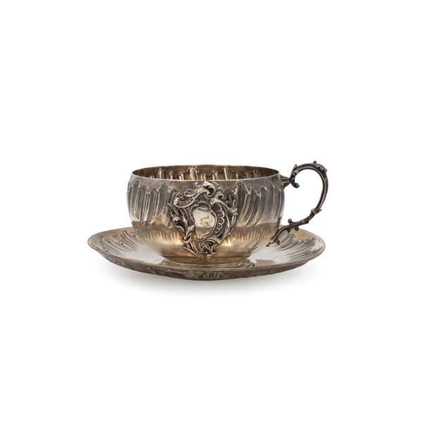 Silver puerpera cup with saucer