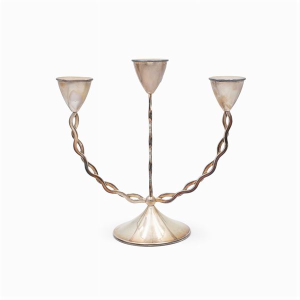 Three-light silver candelabra  (Italy, 20th century)  - Auction Fine Silver and the Art of the Table - Colasanti Casa d'Aste