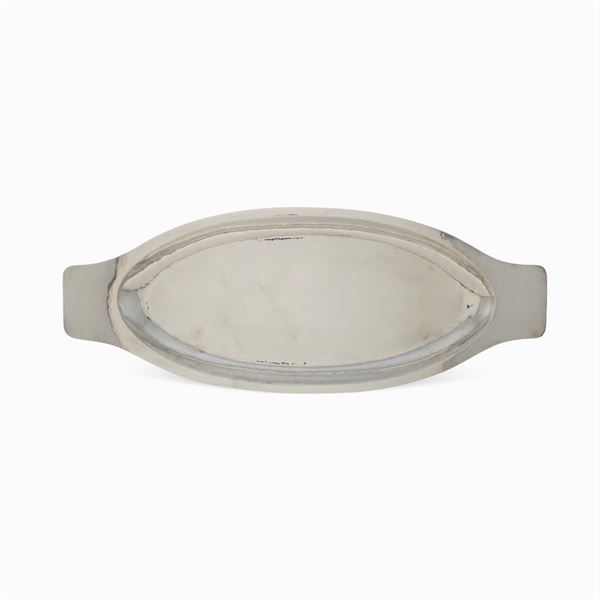 Large silver metal serving tray