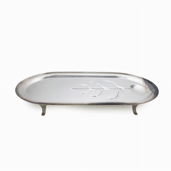 Silvered metal roast tray