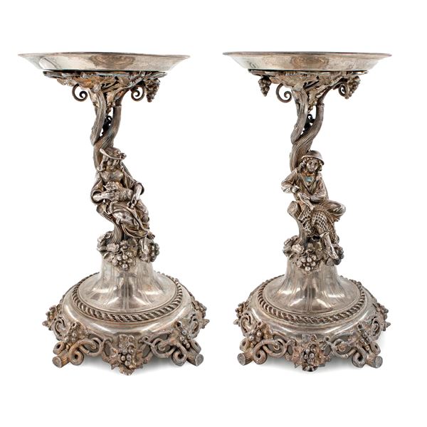Pair of silver stands  (19th-20th century)  - Auction Fine Silver and the Art of the Table - Colasanti Casa d'Aste