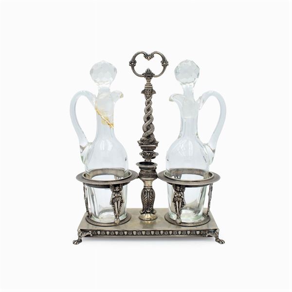 Silver and crystal cruet