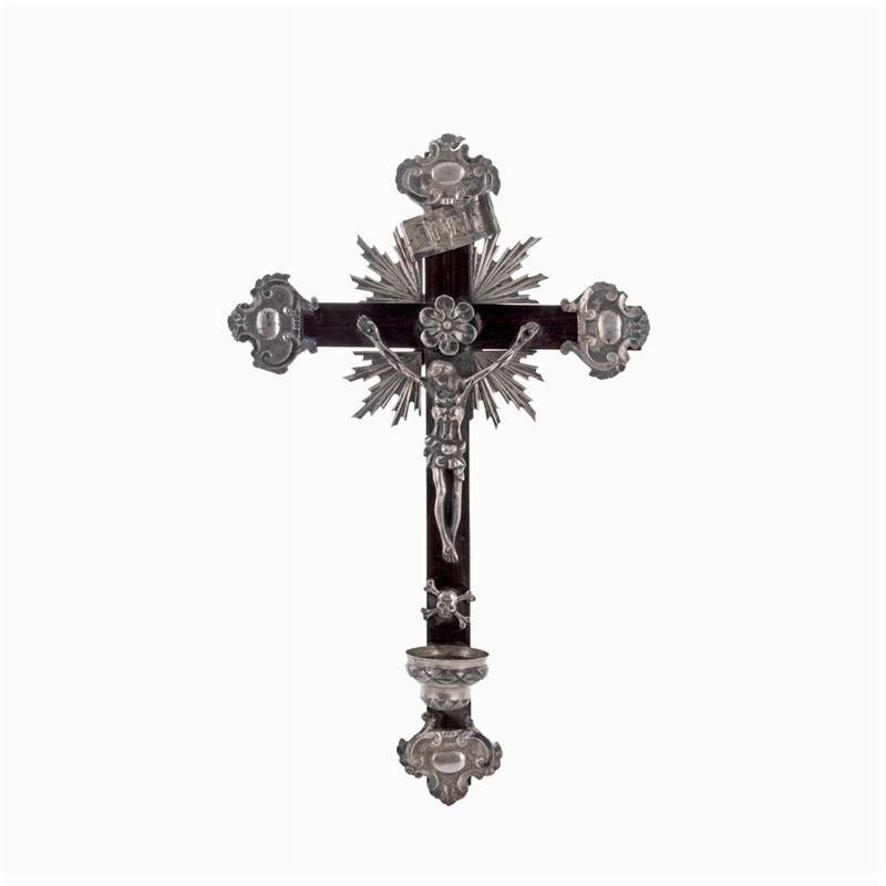 Crocifisso in Argento e Legno