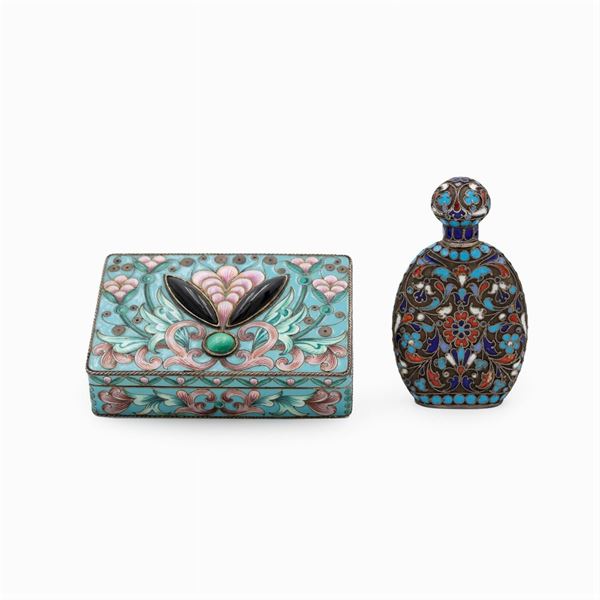 Group of silver and enamel objects (2)