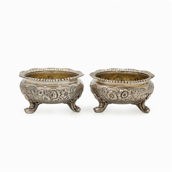 Pair of silver salt cellars