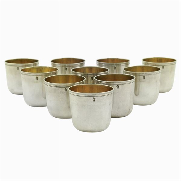 Ten vodka silver  glasses