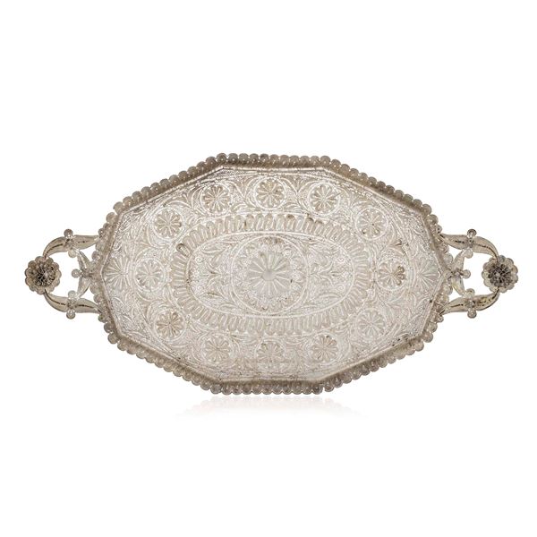 two-handled silver tray