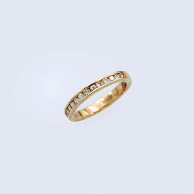 Anello Fede in Oro Giallo 14kt e Brillanti Ct 0,20 Circa