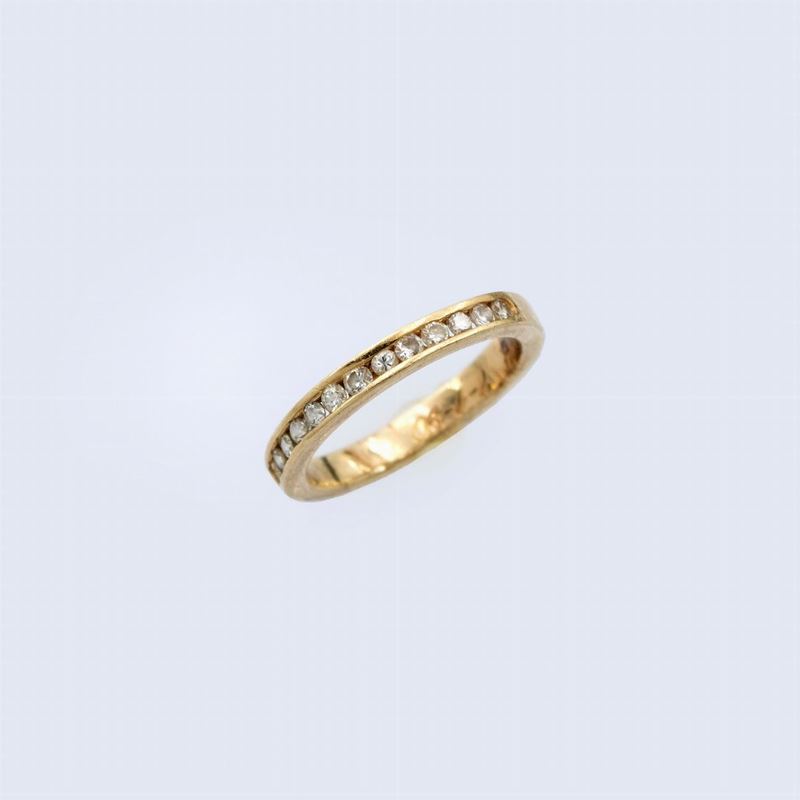 Anello Fede in Oro Giallo 14kt e Brillanti Ct 0,20 Circa