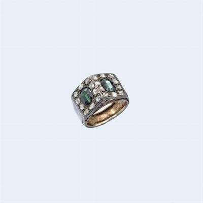 Anello Decò in Argento e Pietre Sintetiche