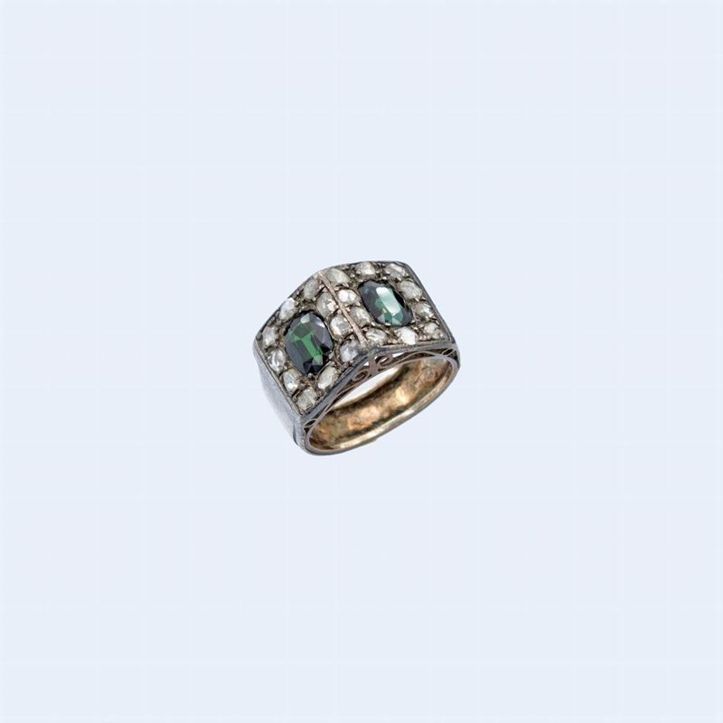 Anello Decò in Argento e Pietre Sintetiche