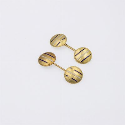 Gemelli Tondi in Oro Giallo 18kt e Smalti