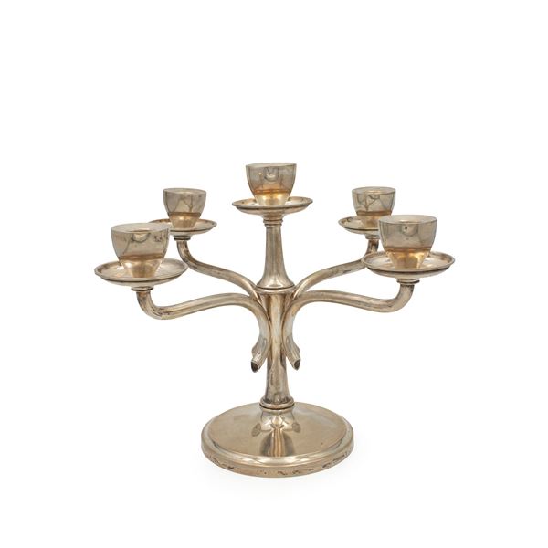 Five-light silver candelabra  (Italy, 20th century)  - Auction Fine Silver and the Art of the Table - Colasanti Casa d'Aste