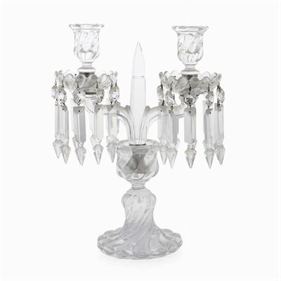 Baccarat, Candelabro a Due Luci in Cristallo