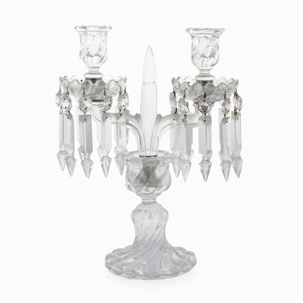 Baccarat, candelabro a due luci in cristallo