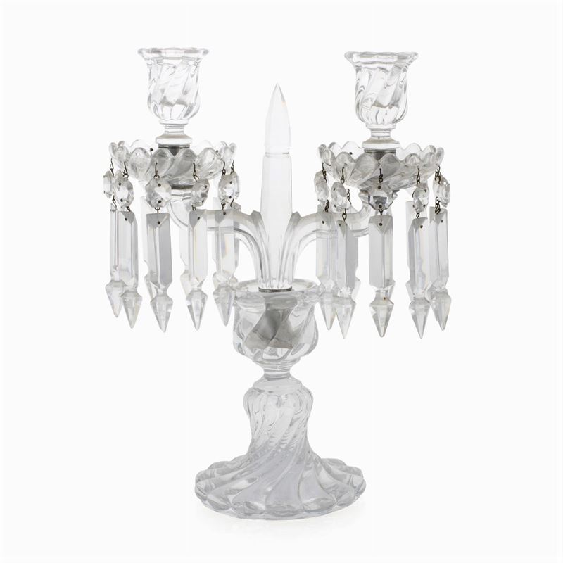 Baccarat, Candelabro a Due Luci in Cristallo