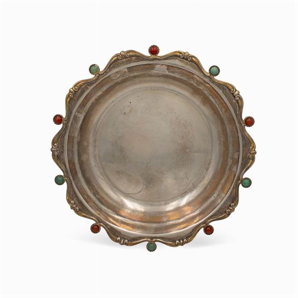 Centerpiece in silver and hard stones