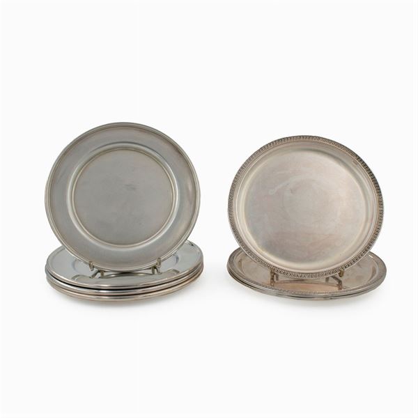 Group of silver saucers (7)