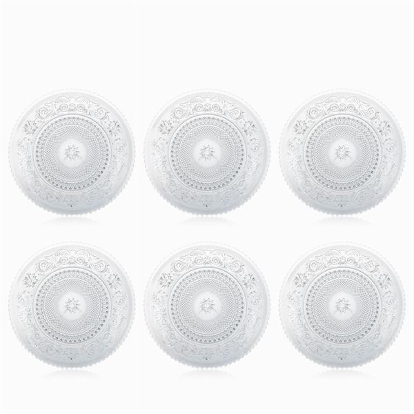 Baccarat, set of 12 cut crystal dessert plates