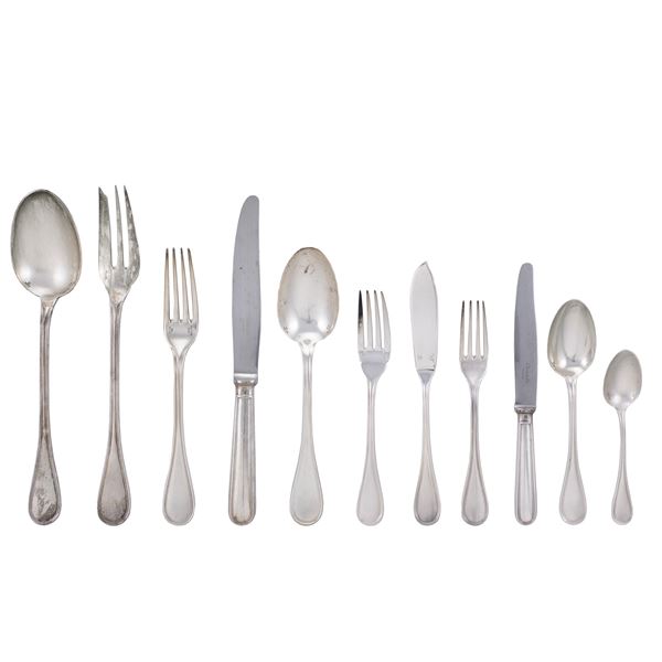 Christofle, silvered metal cutlery set (148)