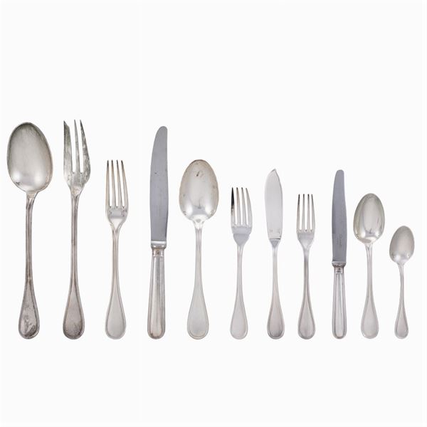 Christofle, silvered metal cutlery set (148)
