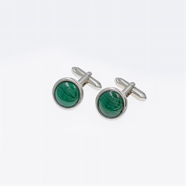 Gemelli in argento con malachite
