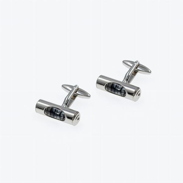 Gemelli in argento e cilindro con acqua all'interno  - Asta Asta a Tempo Web Only - Colasanti Casa d'Aste